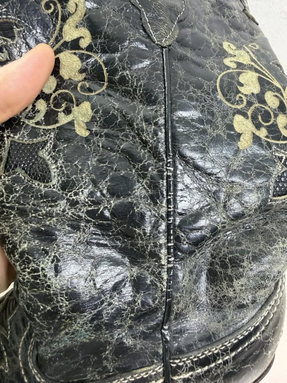Corral 5.5 C1198 Black Lizard Inlay Cowgirl Western Boots Snip Toe Distress - Picture 11 of 13